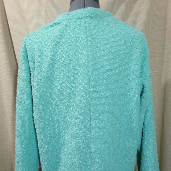 New POPCORN KNIT crew neck Sweater Top XL Mint Green dolman sleeve Tunic stretc - Picture 6 of 8